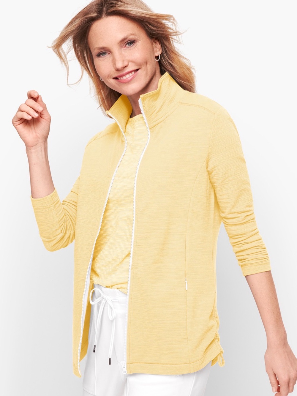 Talbots Light Yellow Zip-Front Jacket